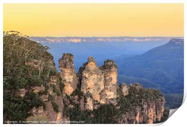 The Three Sisters, Blue Mountains Print by Kevin Hellon