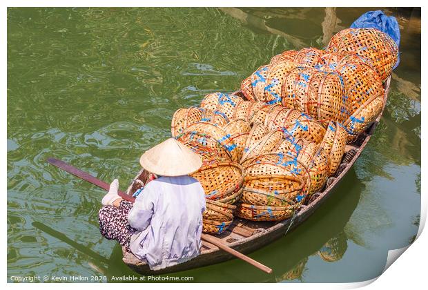 Boat loaded with baskets Print by Kevin Hellon