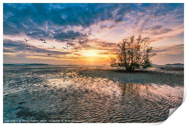 Dawn over the mudflats Print by Kevin Hellon