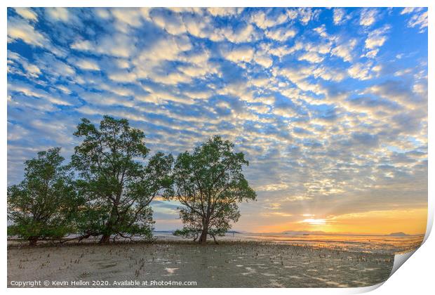 Mackerel sky at sunrise Print by Kevin Hellon
