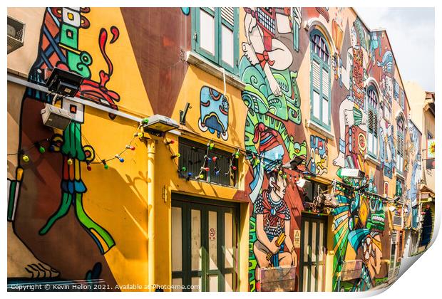 Haji lane wall murals Print by Kevin Hellon