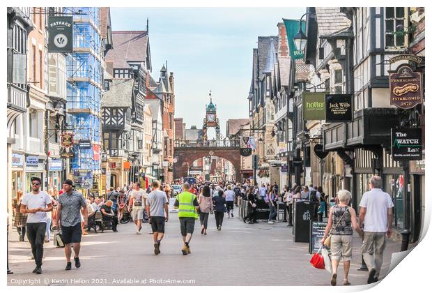 Shoppers walking in Eastgate street Print by Kevin Hellon