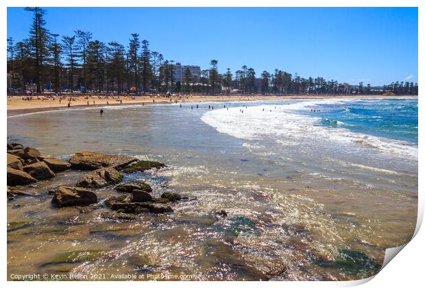 View of Manly beach, Print by Kevin Hellon
