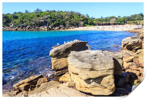 View over the rocks in Manly Print by Kevin Hellon