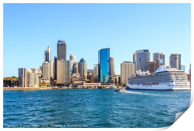 A cruise ship docked in SYdney Harbor. Print by Kevin Hellon