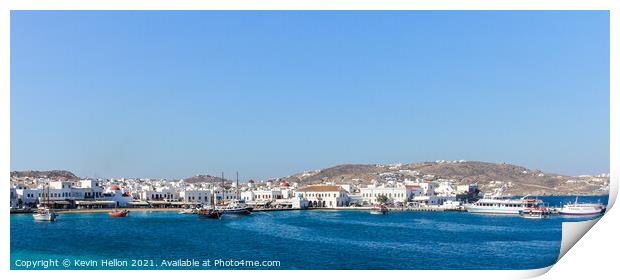Panorama of Chora harbour Print by Kevin Hellon
