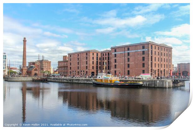 View across Albert Dock Print by Kevin Hellon