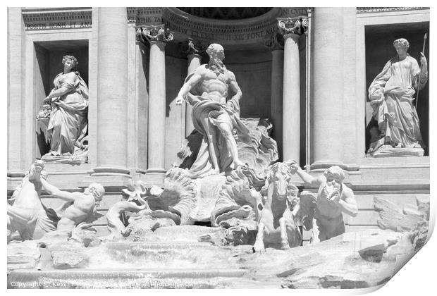 Close up of the fountain of Trevi Print by Kevin Hellon