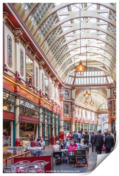 People shopping and walking in Leadenhall Market Print by Kevin Hellon