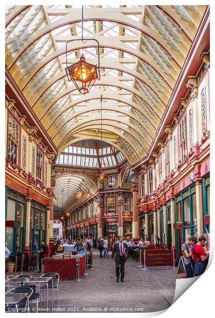 People shopping and walking in Leadenhall Market Print by Kevin Hellon