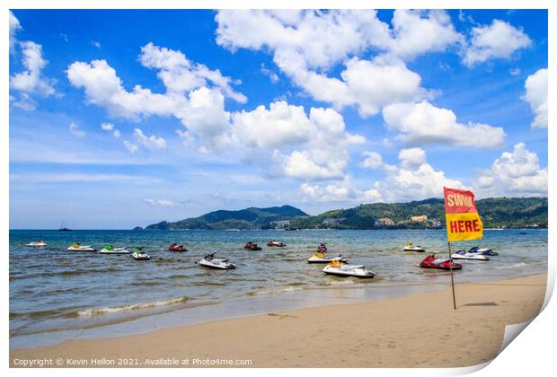 Swimming zone on Patong beach Print by Kevin Hellon