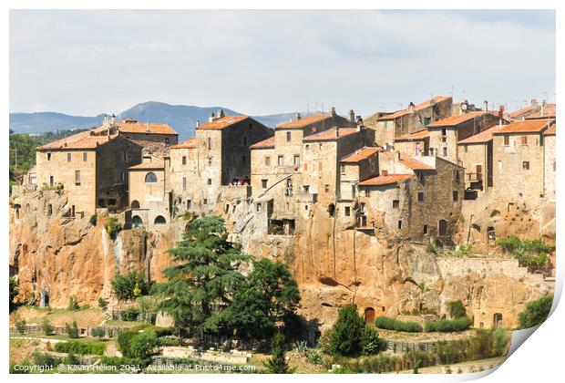 View of Pitigliano, Tuscany, Italy Print by Kevin Hellon