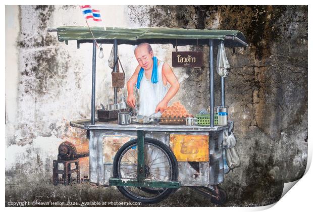 Wall mural of street food vendor Print by Kevin Hellon