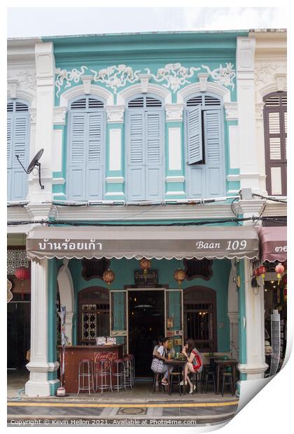 Restored sino portuguese architecture shophouse cafe i Print by Kevin Hellon