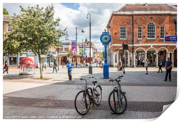 Bicycles in front of the Millenium clock  Print by Kevin Hellon