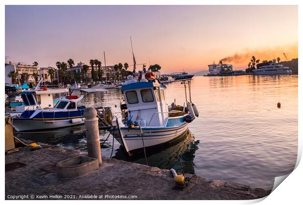 Sunrise over the harbour  Print by Kevin Hellon