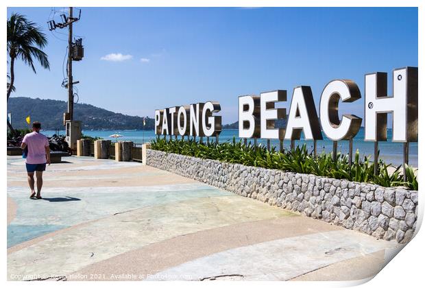 Patong beach sign Print by Kevin Hellon