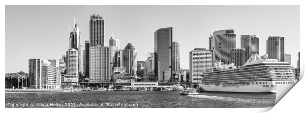 A cruise ship docked in SYdney Harbor. Print by Kevin Hellon