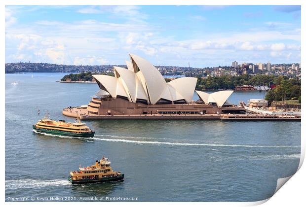 Ferries passing the Sydney Opera House Print by Kevin Hellon