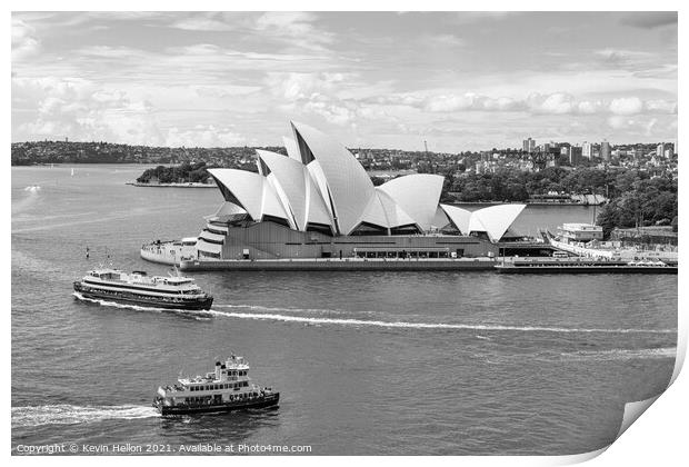 Ferries passing the Sydney Opera House Print by Kevin Hellon
