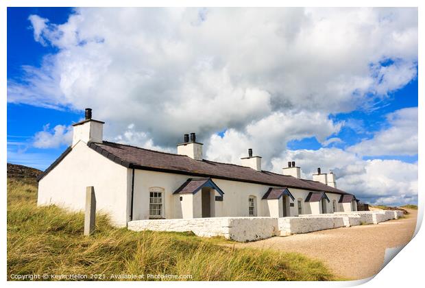 Pilot's Cottages, Llanddwyn Island, Anglesey, Nort Print by Kevin Hellon