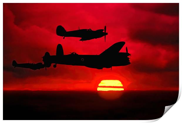 BBMF Vic Sunset Silhouette Montage Print by Colin Smedley