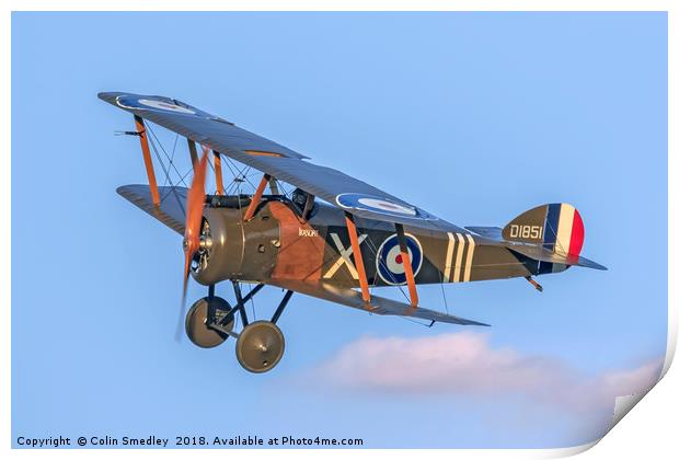 Sopwith F.1 Camel D1851 G-BZSC "Ikanopit" Print by Colin Smedley