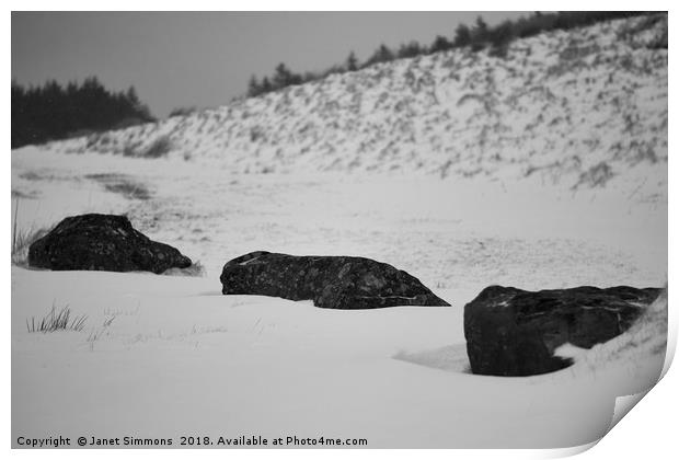 Blwch Mountain Road Snow Boulders Print by Janet Simmons
