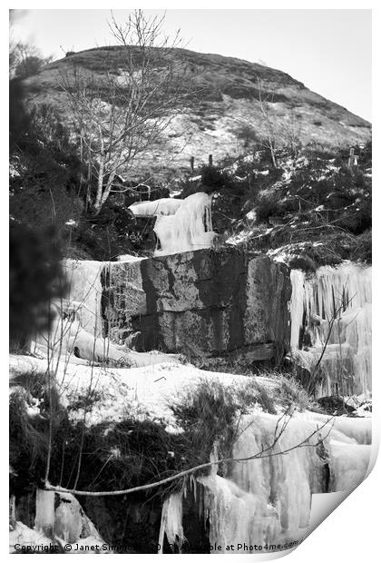 Frozen Waterfall Brecon Storm Emma Print by Janet Simmons