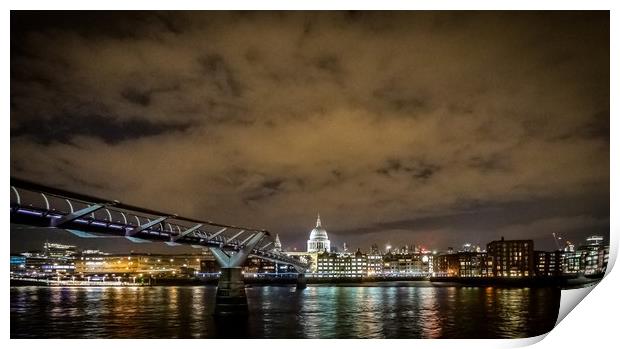 St Pauls and Millennium Bridge Print by Mike Lanning