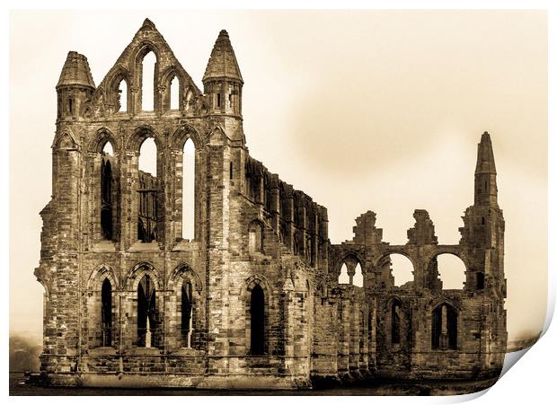 Whitby Abbey - Antique Postcard Print by Mike Lanning