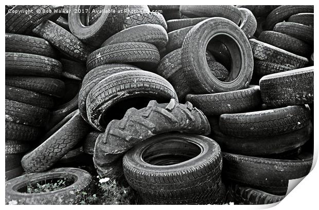 Pile of old tyres Print by Bob Walker