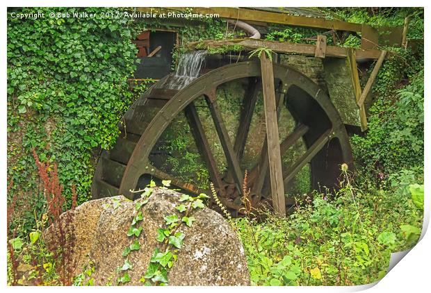 Water Wheel - Melinsey Mill Print by Bob Walker