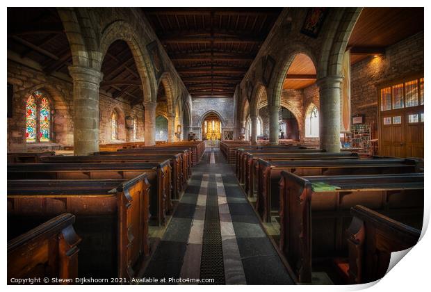 Inside a church in the UK, Newcastle Print by Steven Dijkshoorn