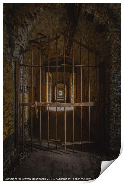 Abandoned prison door Print by Steven Dijkshoorn