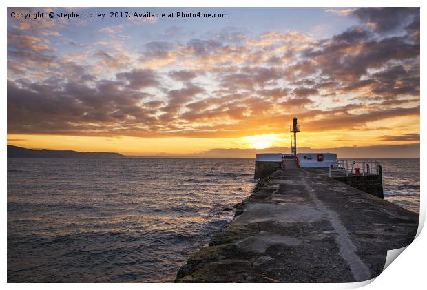 Looe banjo pier at sunrise Print by stephen tolley