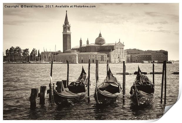 Venice in sepia tone Print by David Michael Norton