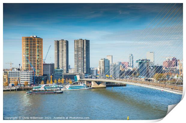 skyline from rotterdam with the river meuse Print by Chris Willemsen