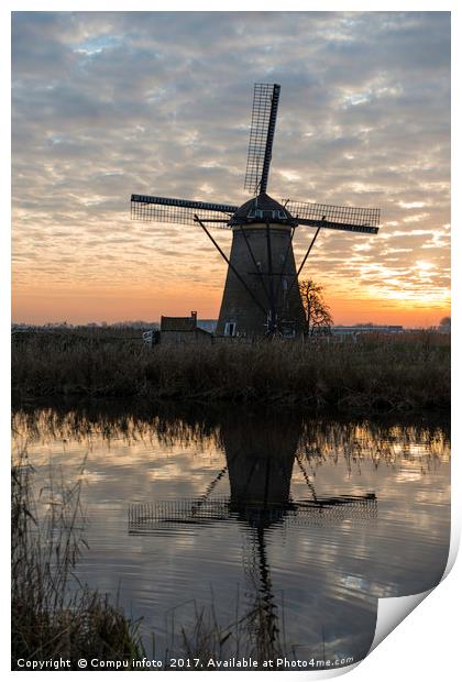 windmill in Kinderdijk Holland Print by Chris Willemsen