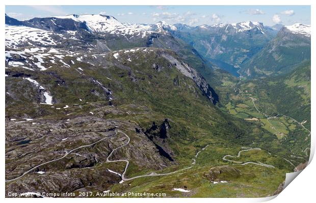 dalsnibba road 63 panoramaroad norway Print by Chris Willemsen