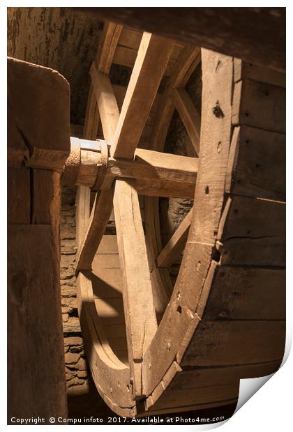 inside old wheel of a mill Print by Chris Willemsen