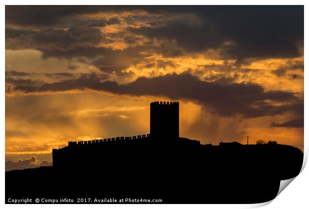 sunrays over the castel Print by Chris Willemsen
