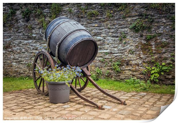 old wine barrel with wheels  Print by Chris Willemsen