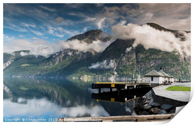 mountains and clouds above the eidfjord in norway Print by Chris Willemsen