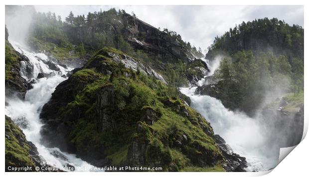 Latefossen waterfall norway Print by Chris Willemsen