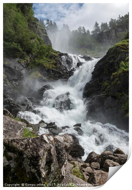 Latefossen waterfall norway Print by Chris Willemsen
