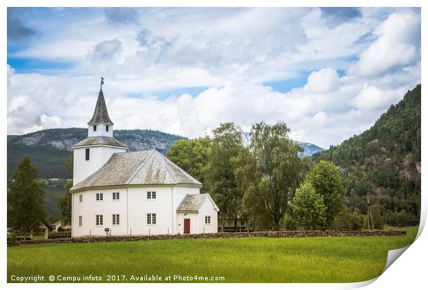 ardal church in bygland norway near Valle Print by Chris Willemsen