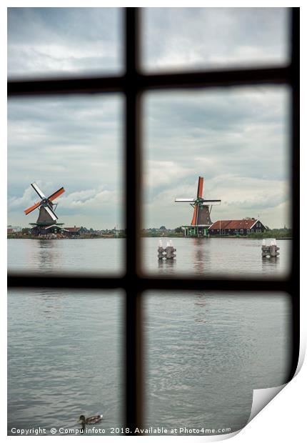 windmills seen from insite a mill Print by Chris Willemsen