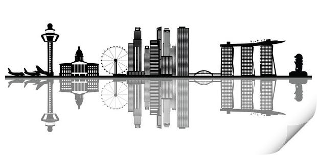 singapore city skyline Print by Chris Willemsen