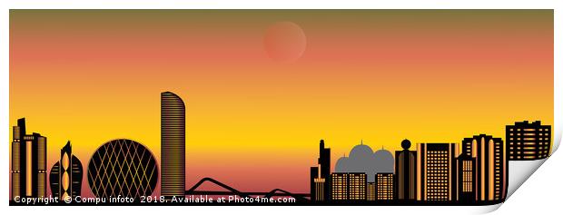 abu dhabi city skyline by evening light Print by Chris Willemsen